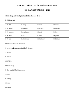 4 Đề thi giữa kì 2 tiếng Anh lớp 5 năm 2023 - 2024
