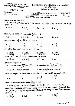 Đề thi HK2 Toán 10 năm học 2016 – 2017 trường THPT Hai Bà Trưng – TT. Huế