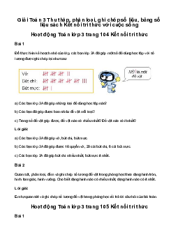 Giải Toán 3 Bài 73: Thu thập, phân loại, ghi chép số liệu. Bảng số liệu | Kết nối tri thức
