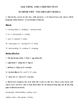 Vocabulary Starter Unit tiếng Anh 6 Friends Plus trang 6 - Chân trời sáng tạo