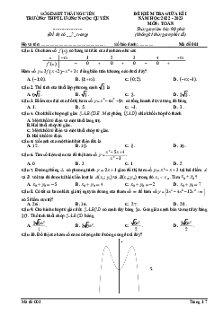 Đề giữa kỳ 1 Toán 12 năm 2022 – 2023 THPT Lương Ngọc Quyến – Thái Nguyên