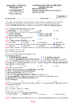 Đề thi HSG cấp tỉnh THPT năm 2021-2022 môn hóa 12 Sở GD Quảng Nam mã đề 103