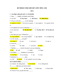 Đề thi học sinh giỏi lớp 6 môn Tiếng Anh năm học 2018 - 2019 (số 5)