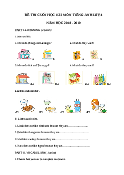 Đề thi môn Tiếng Anh lớp 4 học kì 2 có đáp án trường TH Đạo Tú