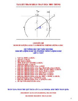 Hệ thống bài tập trắc nghiệm hàm số lượng giác và phương trình lượng giác