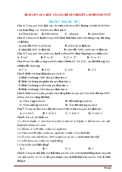 TOP 900 câu trắc nghiệm vật chất và cơ chế di truyền cấp độ phân tử sinh học 12 (có đáp án)