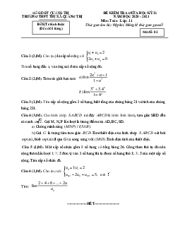 Đề kiểm tra giữa HK2 Toán 11 năm 2020 – 2021 trường THPT Thị xã Quảng Trị
