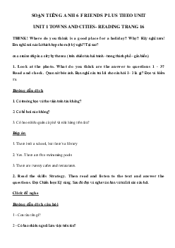 Reading Unit 1 Towns and Cities tiếng Anh 6 Friends Plus trang 16 - Chân trời sáng tạo