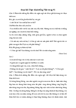 Soạn bài Thực hành tiếng Việt trang 91 | Văn 11 Cánh diều