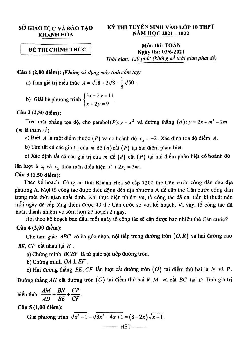 Đề tuyển sinh lớp 10 môn Toán năm 2021 – 2022 sở GD&ĐT Khánh Hòa