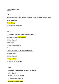 Trắc nghiệm ôn tập môn Quản trị tài chính (có đáp án)