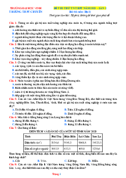 Đề thi thử THPT Quốc gia năm 2023 môn Địa Lí của trường THPT Chuyên đại học Vinh (có đáp án)