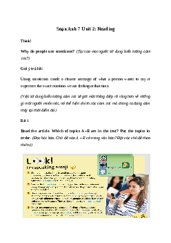 Giải Tiếng Anh 7 Unit 2: Reading | Friends Plus