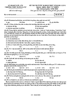 Đề thi thử THPT Quốc gia 2022 môn Sinh học lần 1 trường THPT Ngô Gia Tự, Đắk Lắk