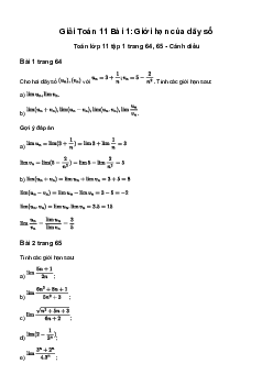 Giải Toán 11 Bài 1: Giới hạn của dãy số | Cánh diều