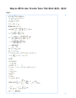 Đề thi vào 10 môn Toán năm 2023 - 2024 sở GD&ĐT Thái Bình