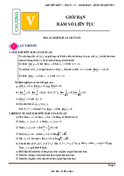 Chuyên đề giới hạn, hàm số liên tục Toán 11 KNTTvCS