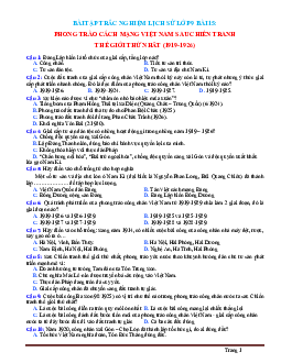 Trắc Nghiệm Sử 9 Bài 15: Phong trào cách mạng Việt Nam sau Chiến tranh thế giới thứ nhất (1919 - 1925) (Có Đáp Án)