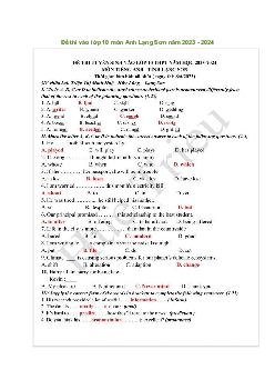 Đề thi vào 10 môn Tiếng Anh năm 2023 - 2024 sở GD&ĐT Lạng Sơn