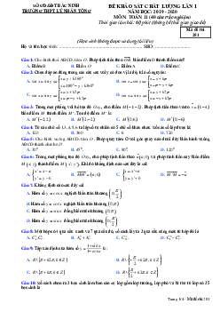 Đề KSCL lần 1 Toán 11 năm 2019 – 2020 trường THPT Lý Nhân Tông – Bắc Ninh