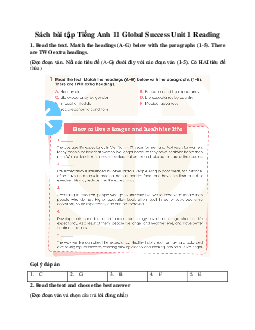 Giải Unit 1 Reading | Sách bài tập Tiếng Anh 11 Global Success
