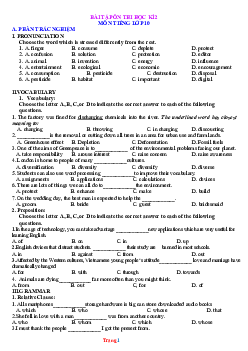 Bài tập ôn thi Tiếng Anh 10 học kỳ 2 năm 2022