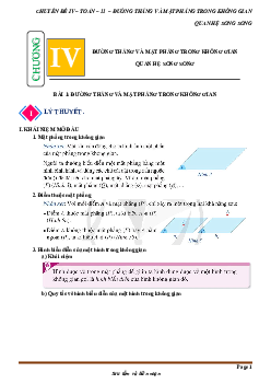 Đường thẳng và mặt phẳng trong không gian, quan hệ song song Toán 11 CD