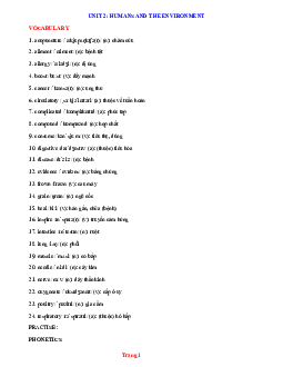 Bài tập tiếng anh 10 Global success nâng cao unit 2 Humans and the environment (có đáp án)