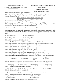 Đề học kỳ 2 Toán 7 năm 2023 – 2024 trường THCS Vĩnh An – Tân Liên – Hải Phòng
