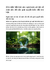 Viết bài văn nghị luận xã hội về một vấn đề cần giải quyết biến đổi khí hậu | Văn mẫu 9