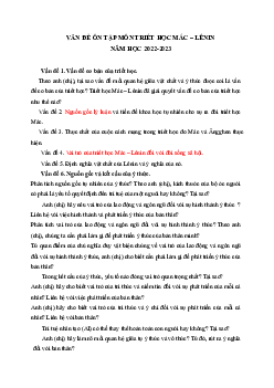 Đề cương ôn tập "Triết học Mác - Lênin"