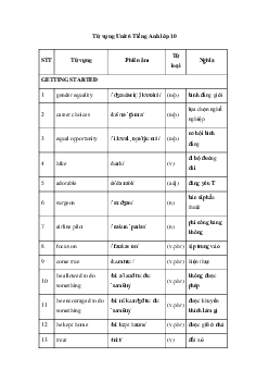Tiếng Anh 10 Unit 6: Từ vựng - Kết Nối Tri Thức