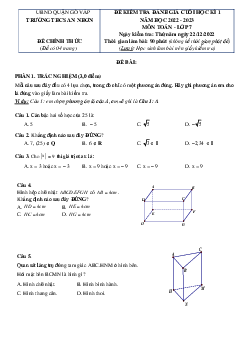 Đề cuối học kỳ 1 Toán 7 năm 2022 – 2023 trường THCS An Nhơn – TP HCM