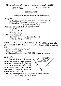 Đề kiểm tra giữa học kì 1 Toán 8 năm 2020 – 2021 phòng GD&ĐT Tây Hồ – Hà Nội