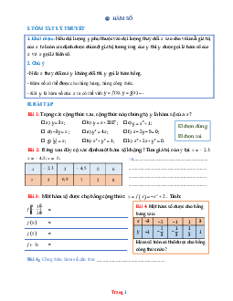 Bài tập toán lớp 7 hàm số  ( có lời giải chi tiết )