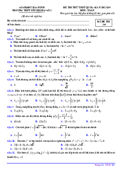 Đề thi thử Toán THPT Quốc gia 2019 trường THPT Yên Phong số 1 – Bắc Ninh
