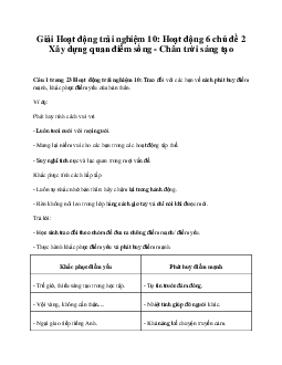 Giải Hoạt động trải nghiệm 10: Hoạt động 6 chủ đề 2 Chân Trời Sáng Tạo