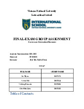 Bài tiểu luận nhóm kết thúc học phần International Economics | Đại học Quốc gia Hà Nội