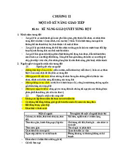 Giáo trình "Chương II: Một số kỹ năng giao tiếp - Kỹ năng giải quyết xung đột"
