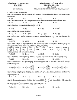 Đề kiểm tra cuối học kì 2 Toán 10 năm 2023 – 2024 sở GD&ĐT Bắc Ninh
