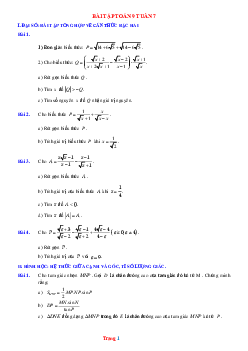 Bài tập toán 9 tuần 7 (có đáp án và lời giải chi tiết)