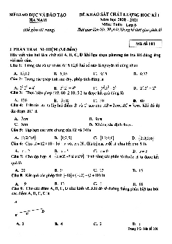 Đề thi học kì 1 Toán 6 năm học 2020 – 2021 sở GD&ĐT Hà Nam