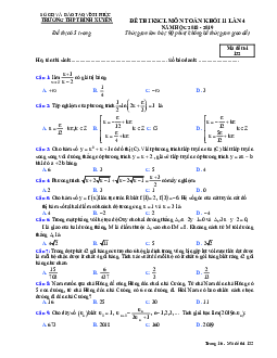 Đề KSCL Toán 11 lần 4 năm 2018 – 2019 trường THPT Bình Xuyên – Vĩnh Phúc