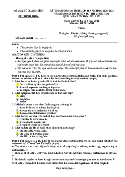Đề Thi Chọn HSG Tỉnh Lớp 11 Quảng Bình Năm Học 2020-2021 Và Chọn Đội Dự Tuyển Dự Thi Chọn Hsg Quốc Gia Môn Tiếng Anh (vòng 1) Năm Học 2021-2022 (có đáp án)
