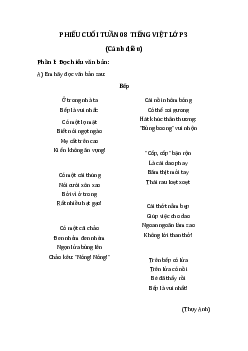 Bài tập cuối tuần lớp 3 môn Tiếng Việt sách Cánh Diều - Tuần 8 - Đề 2