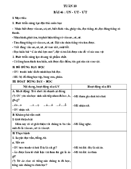 Giáo án Tiếng Việt 1 - Tuần 10 | sách Vì sự bình đẳng và dân chủ trong giáo dục