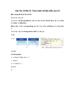 Giải Tin 10 Bài 13: Thực hành dữ liệu kiểu xâu CD