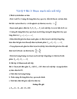 Bài tập Vật lý 9 Bài 3: Đoạn mạch nối tiếp