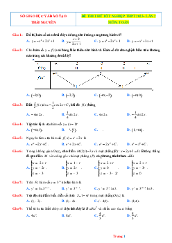 Đề thi thử năm 2023 môn Toán Sở GD Thái Nguyên lần 2 (có lời giải chi tiết)