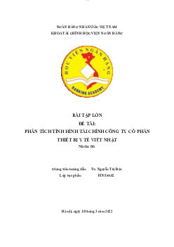 Phân Tích Tình Hình Tài Chính Công Ty Cổ Phần Thiết Bị Y Tế Việt Nhật | Tài chính doanh nghiệp 1 | Học viện Ngân Hàng